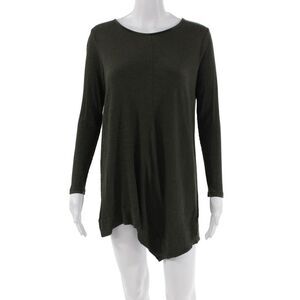 Comfy U.S.A. Womens Striped Print Asymmetrical Hem Mini Dress Green Size M